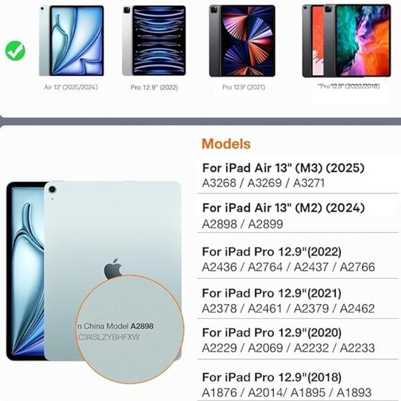 🆕Case w/Keyboard for iPad Pro 12" & Air 13  White *SEE Details on Compatibility - Picture 2 of 4